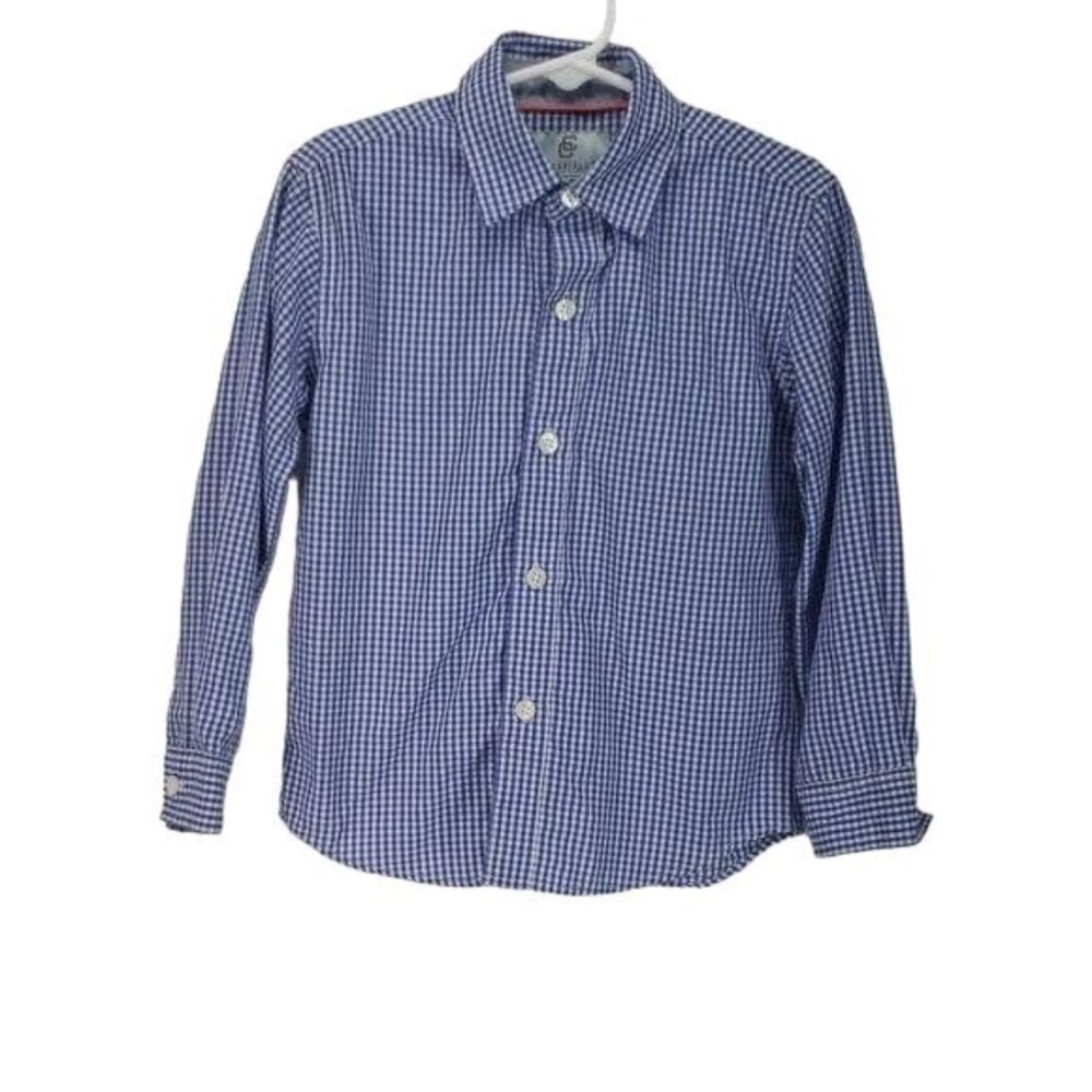 Class/Club Boys Blue & White Gingham‎ Button-Down Shirt Long Sleeve Size 4T